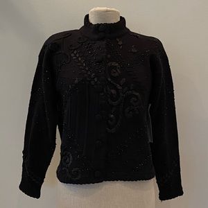 Debra Lubell Womens  Black Vintage Cardigan Sweater w Embellishments/Size M/NWF